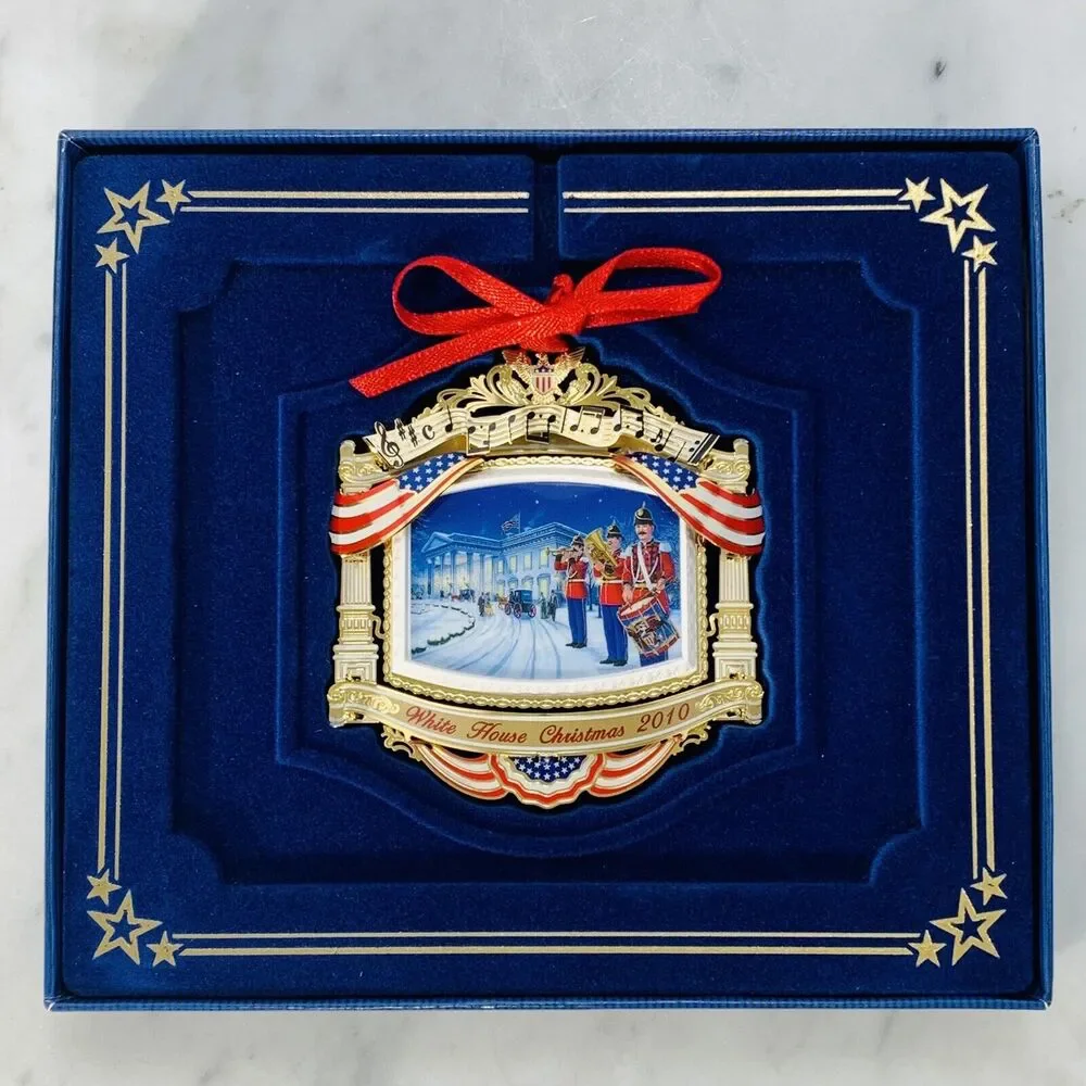 The White House 2010 Christmas Ornament Historical Assoc McKinley Army Navy EUC